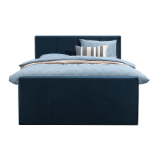 Leen Bakker   Boxspring Met Voetbord Liv Geblokt Blauw 160x200cm Slanke Poot   Boxsprings   Blauw   Stof Velvet