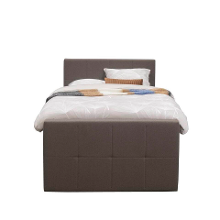 Leen Bakker   Boxspring Met Voetbord Liv Geblokt Donker 120x200cm Ronde Poot   Boxsprings   Bruin   Stof