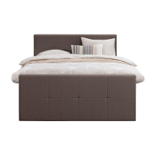 Leen Bakker   Boxspring Met Voetbord Liv Geblokt Donker 160x200cm Slanke Poot   Boxsprings   Bruin   Stof