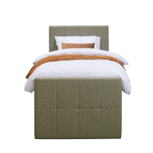Leen Bakker   Boxspring Met Voetbord Liv Geblokt Groen 90x200cm Slanke Poot   Boxsprings   Groen   Stof