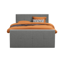 Leen Bakker   Boxspring Met Voetbord Liv Geblokt Licht 180x200cm Ronde Poot   Boxsprings   Grijs   Stof