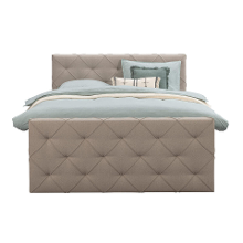 Leen Bakker   Boxspring Met Voetbord Liv Geruit Beige 180x200cm Ronde Poot   Boxsprings   Beige   Stof