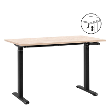 Leen Bakker   Bureau Homeworx Zit/sta Handmatig Verstelbaar Eikenkleur/zwart 75/118x120x70cm   Bureaus   Beige   Hout   Homeworx