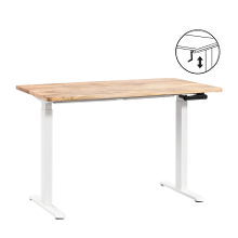 Leen Bakker   Bureau Homeworx Zit/sta Handmatig Verstelbaar Mangohout/wit 75/118x120x70cm   Bureaus   Bruin   Metaal Hout Mangohout   Homeworx