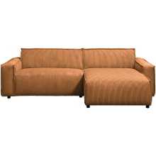 Leen Bakker   Hoekbank Brooklyn met chaise longue rechts   Soop   terra   Stof   Bruin#Oranje   158x225x76 cm