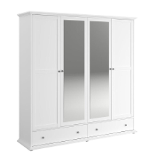 Leen Bakker   Kledingkast Margaux Wit 202x199,5x53cm   Kledingkasten   Wit   Spaanplaat   Parisot