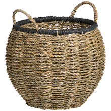 Leen Bakker   Mand Nomad Zwart/ Zeegras 21xø24cm   Opbergboxen   Crème   Zeegras