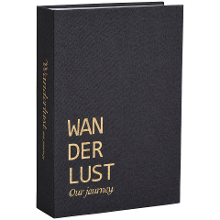 Leen Bakker   Opbergboek Wanderlust   5x23x16 Cm   Stof/Papier   Zwart