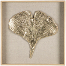 Leen Bakker   Schilderij Ginko Goudkleur /glas   50x50 Cm   MDF   Crème#Goudkleurig#Beige   5.5X50x50 Cm