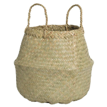 Leen Bakker   Thaise Mand Yuan Naturel 37xø30cm   Opbergboxen   Beige   Zeegras