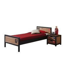 Leen Bakker   Vipack Bed Alex   Incl. Nachtkastje   /zwart   Bedden   Bruin   Grenenhout   Vipack