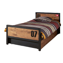 Leen Bakker   Vipack Bed Alex Met Rolbed/opberglade /zwart   Bedden   Bruin   Grenenhout   Vipack