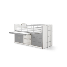 Leen Bakker   Vipack Halfhoogslaper Bonny Met Uitschuifbaar Bureau 116x96x207cm   Bedden   Wit   Spaanplaat   Vipack
