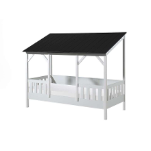 Leen Bakker   Vipack Huisbed Met Zwart Dak Wit 90x200cm   Bedden   Zwart   Mdf Grenenhout   Vipack