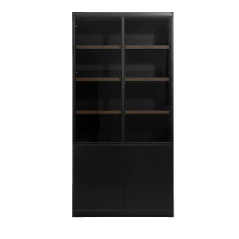 Leen Bakker   Wandkast Virgil Zwart 220x110x40cm   Wandkasten   Zwart   Mdf