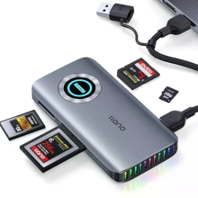 Llano R604 4 in 1 high speed kaartlezer USB 3.2 Gen 2 10 Gbps Aluminiumlegering CFe A/B SD TF sleuf Koellichamen RGB ind