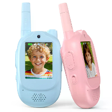 LM02 1 paar kinderen video walkietalkie 500m bereik 120° groothoeklens 1000mAh type C opladen stemveranderaar volume aan