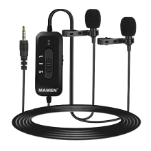 MAMEN KM D2 Pro Bedrade microfoon Clip on Lavalier microfoon Ruisonderdrukking Omni directionele dubbele microfoons voor