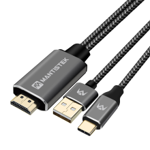 Mantistek® Th2 4k@60hz Type C Usb 3.1 To Hdmi 2.0 Braided Cable With Usb Cable For Laptop Projector