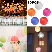 Meco 10pcs 20cm Colorful Paper Lantern For Christmas Wedding Party Home Decoration