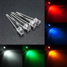 Meco 10pcs 3mm 5 Color Water Clear Led Flat Diodes Assortment Lamp Diy