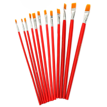 Meco 12pcs Nylon Art Flat Tip Watercolor Oil Pen Paint Drawing Handle Brushes Set