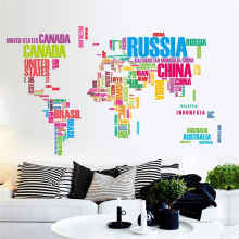 Meco 140x85cm Colorful World Map Wall Stickers Large English Alphabet Removable Decal