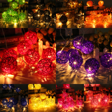 Meco 20 Led Rattan Ball String Light Home Garden Fairy Colorful Lamp Wedding Party Xmas Decor