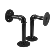 Meco 2pcs 6 Inch Vintage Pipe Shelf Bracket Black Industrial Rustic Iron Pipe For Diy Shelf Wall