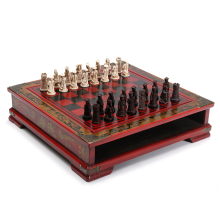 Meco 32pcs/set Resin Chinese Chess With Coffee Wooden Table Vintage Collectibles Gift