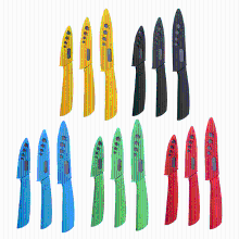 Meco 3pcs 5'' 4'' 3'' Colored Black Blade Ceramic Knife Set Cutlery Chef Knife Slicer Peeler Cutter