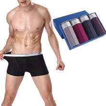 Meco 4 Pieces Mens Cotton Modal Soft Breathable Boxer Comfortable Solid Color Underwear