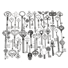 Meco 45 Pcs Vintage Ornate Skeleton Keys Lot Pendant Fancy Heart Diy Crafts