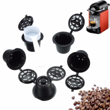 Meco 5pcs Refillable Reusable Coffee Capsules Pod Filtersfor Nespresso Machine With Brush