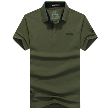Meco Afsjeep Summer Casual Mens Solid Color Turn Down Collar Breathable Cotton Short Sleeve Polo Shirt