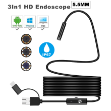 Meco Bakeey 3 In 1 5.5Mm 6led Type C Micro Usb Endoscope Inspection Camera Soft Cable For Android Pc