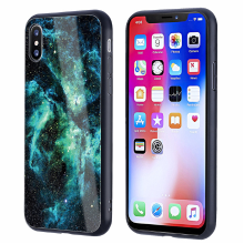Meco Bakeey™ Colorful Tempered Glass Back Tpu Frame Case For Iphone X