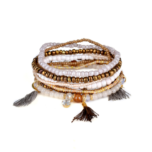Meco Bohemian Multilayer Tassel Charm Gold Color Coin Pendant Beads Bracelet For Women