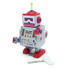 Meco Classic Vintage Clockwork Wind Up Robot Kids Children Reminiscence Tin Toys With Key