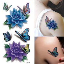 Meco Colorful 3d Butterfly Flower Rose Tattoo Sticker Waterproof Temporary Decal Diy Body Art