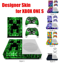 Meco Colorful Grid Series Designer Skin For Xbox One S Gaming Console + 2 Controller Sticker