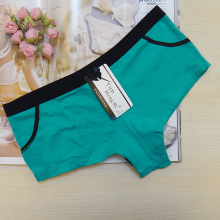 Meco Cozy Pure Color Boxer Boyshort Bow Lace Trim Abdomen Mid Waist Panties For Women