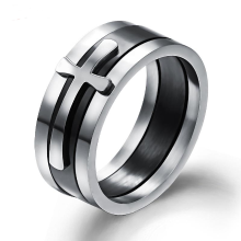Meco Cross Black Silver Detachable Three Types Stainless Steel Men Ring