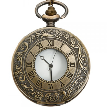 Meco Deffrun Vintage Bronze Antique Roman Numbers Quartz Pocket Watch