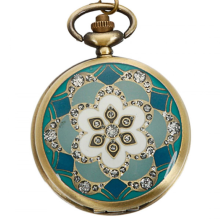 Meco Deffrun Vintage Bronze Flower Pattern Quartz Pocket Watch