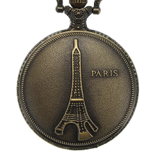 Meco Deffrun Vintage Eiffel Tower Pattern Paris Chain Retro Pocket Watch