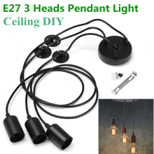 Meco E27 3 Heads Vintage Industrial Edison Ceiling Lamp Chandelier Pendant Light Holder