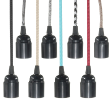 Meco E27 4m Fabric Cable Uk Plug In Pendant Lamp Light Set Fitting Vintage Bulb Holder Socket