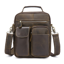 Meco Ekphero® Men Genuine Leather Vintage Brown Handbag With Shoulder Strap