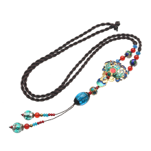 Meco Ethnic Retro Necklace Vintage Jade Beads Rope Long Necklace For Women